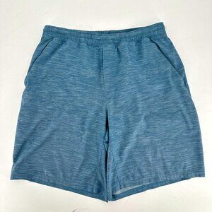 Lululemon Heather Blue Run Response Mesh 9" Lined Large Athletic Running Shorts